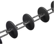Conveyor chain PA GF, disc Ø 90 mm, galvanised 127mm. Quantity in metres