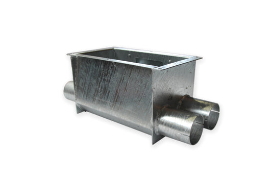 Boot box for silo hopper 75 mm, 2-fold, galvanised, continuous